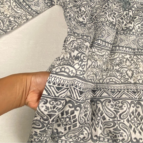 Land’s End Embroidered Lightweight Cotton Summer Dress Cover Up Gray White S 6-8 - Picture 7 of 12